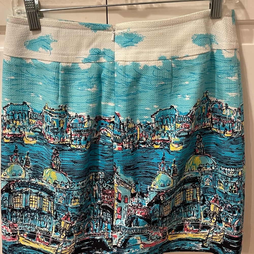 Talbots skirt, fully lined with beautiful scenes of Venetian canals, size 6P - Picture 2 of 3